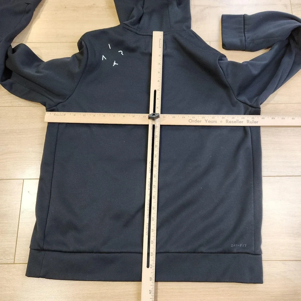 Jordan Hoodie Sweatshirt Mens Medium Black Air Script Dri-FIT Fleece Pullover